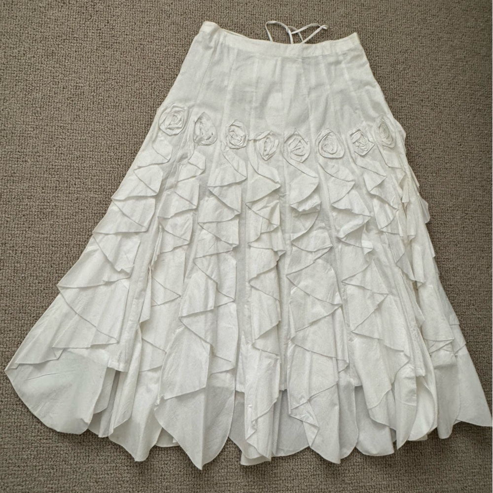 Cordelia long white skirt with back lace up detail Size Small